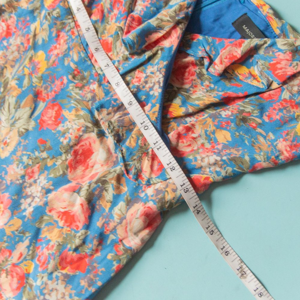 Majorelle x Revolve Blue Floral Salsa Off Shoulder Faux Wrap Mini Dress Sz M - Picture 6 of 10